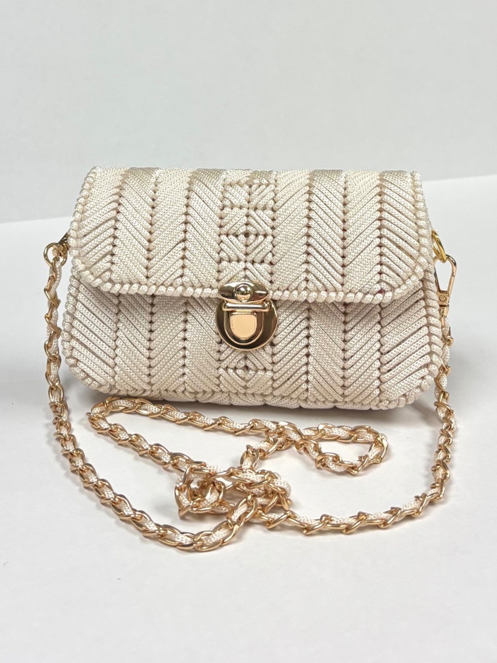 New Hand Woven Small Cream Purse/Bag